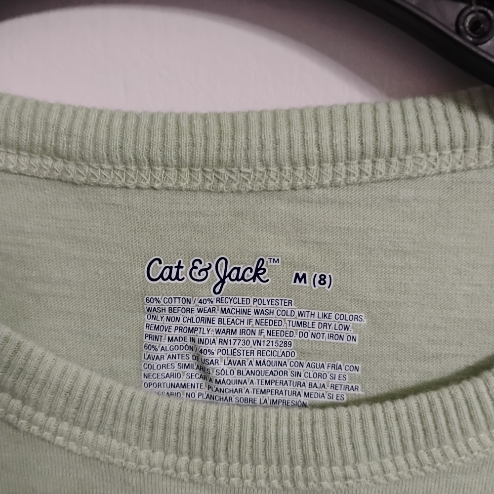 Cat & Jack Pale Green Ribbed Neck Tee - Picture 3 of 3